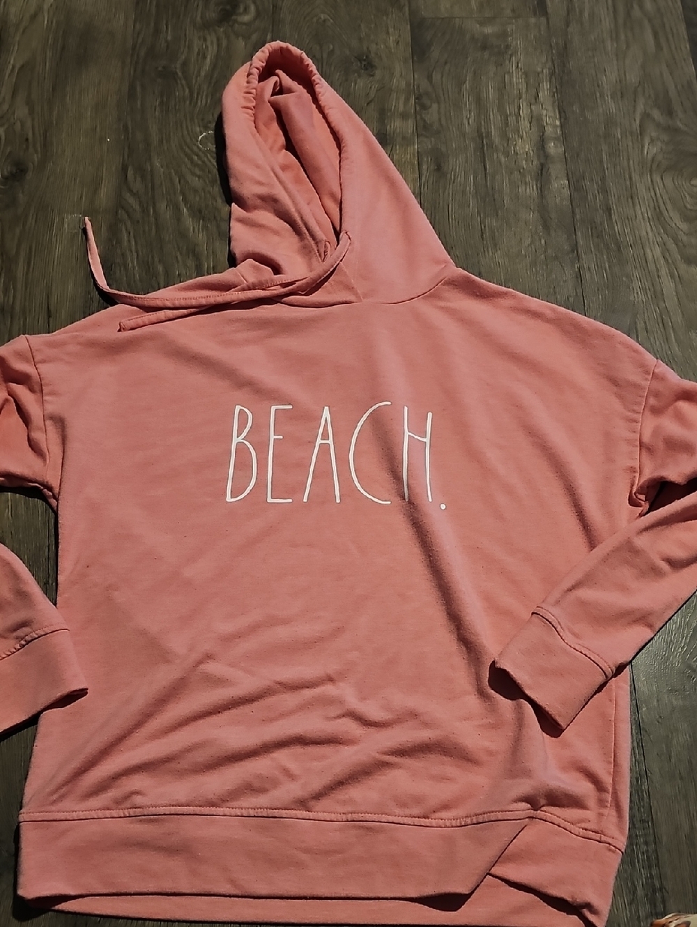 Rae Dunn Coral Pink Hoodie Xsmall Sweatshirt Beach